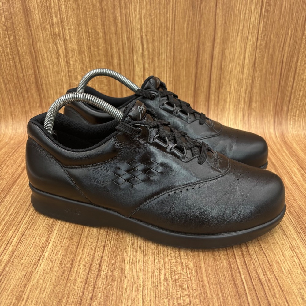SAS Free Time Walking Shoes Womens 9 WW X wide Black Leather Lace Up Made in USA